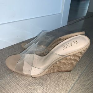 Nude high heels wedges